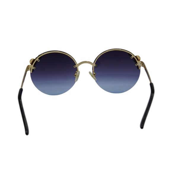 Quay Sunglasses I'm Rich Gold Frames/Smokey Blue Lenses W/Pearls - Picture 4 of 7